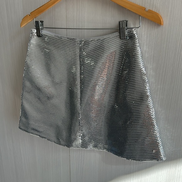 HM studio micro mini sequin silver mini skirt size 4 - Picture 3 of 8
